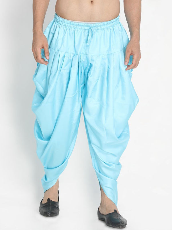 Men's Light Blue Silk Blend Dhoti - Vastramay