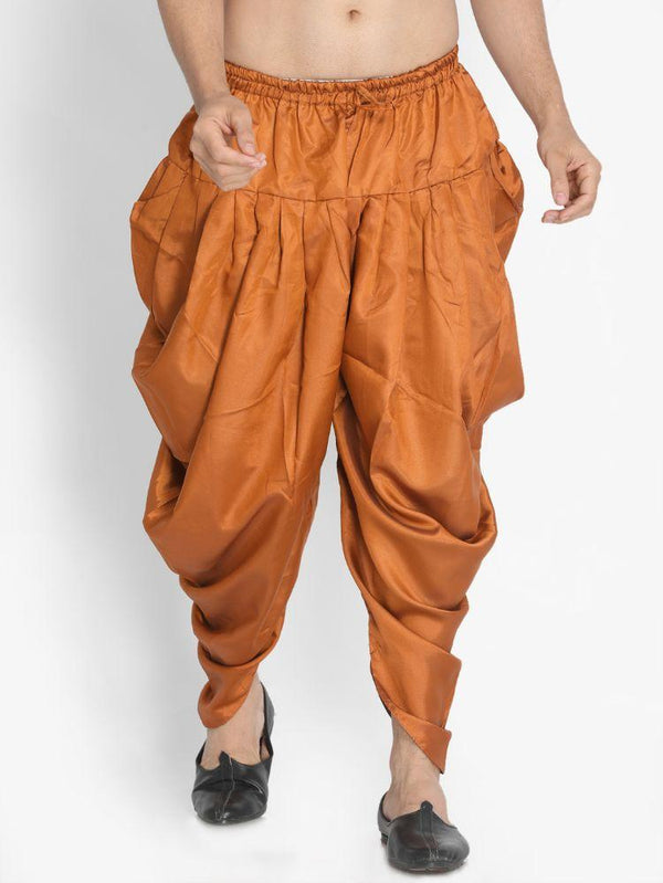 Men's Brown Silk Blend Dhoti - Vastramay