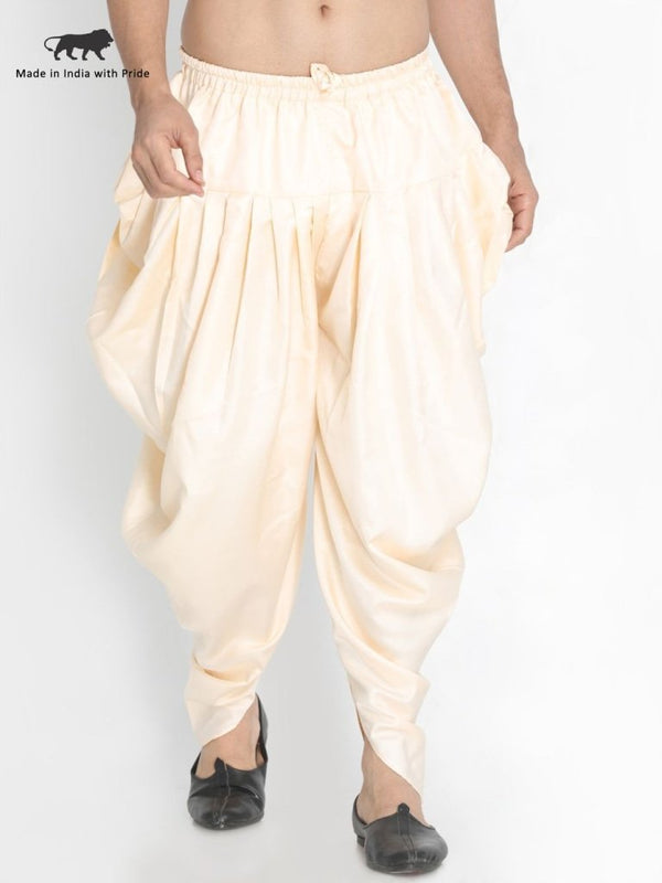 Men's Beige Silk Blend Dhoti - Vastramay