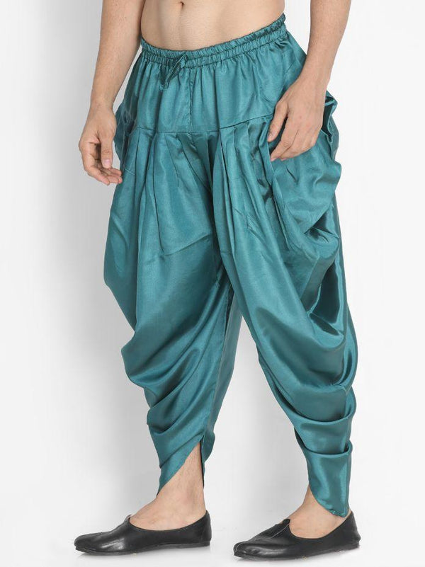 Jashvi Men's Green Silk Blend Dhoti