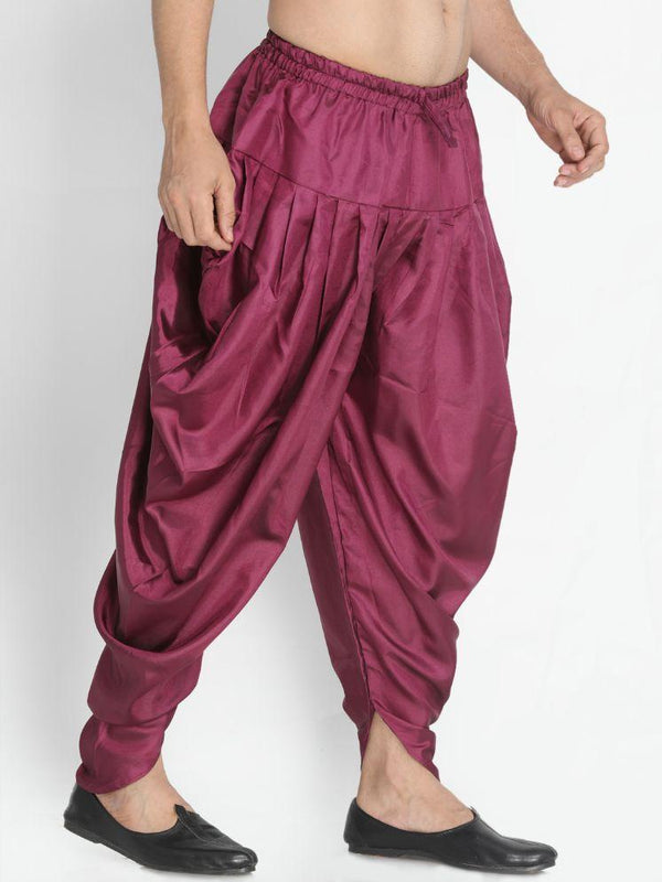 Jashvi Men's Purple Cotton Blend Dhoti