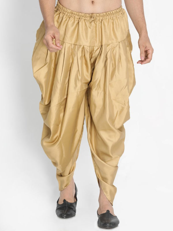 Jashvi Men's Gold Silk Blend Dhoti