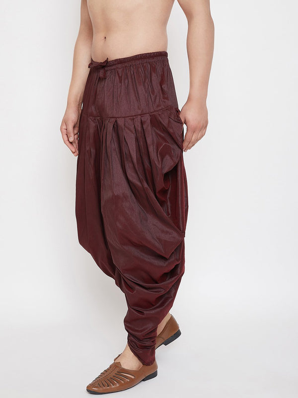 Men's Wine Cowl Dhoti - Vastramay