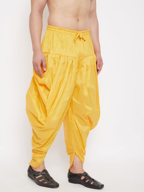 Men's Yellow Cowl Dhoti - Vastramay