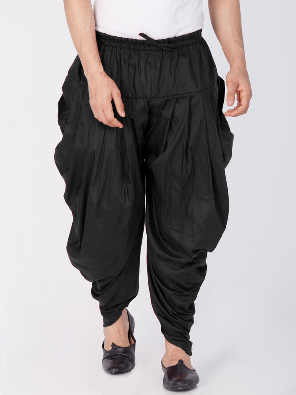 Jashvi Men's Black Cotton Silk Blend Dhoti