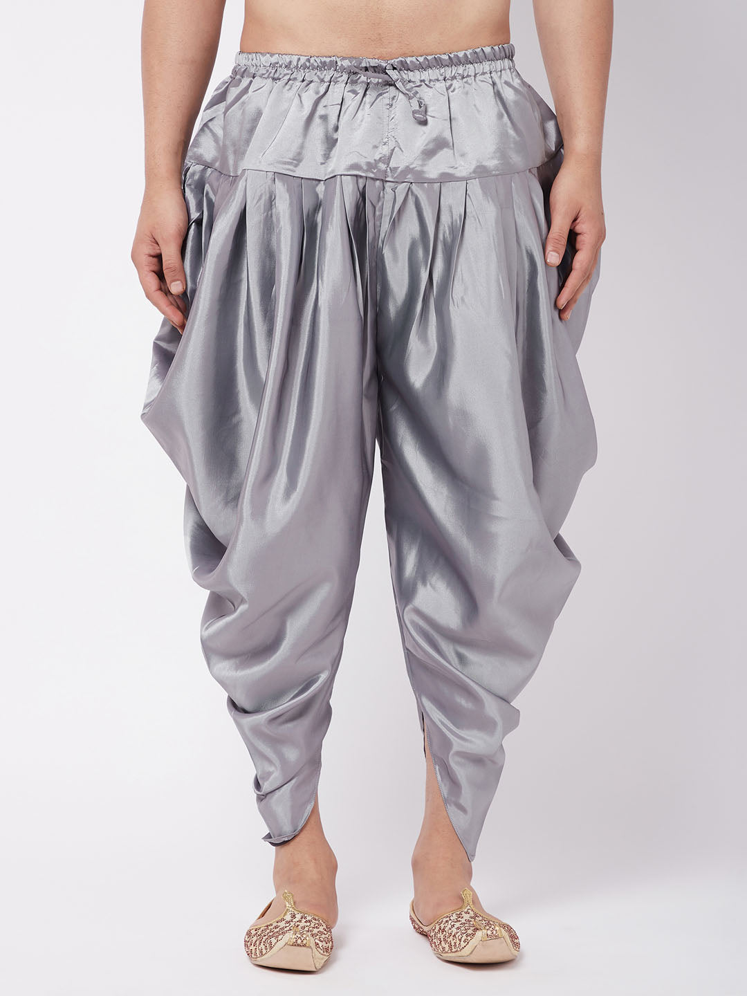 Men's Silver Cowl Dhoti - Vastramay