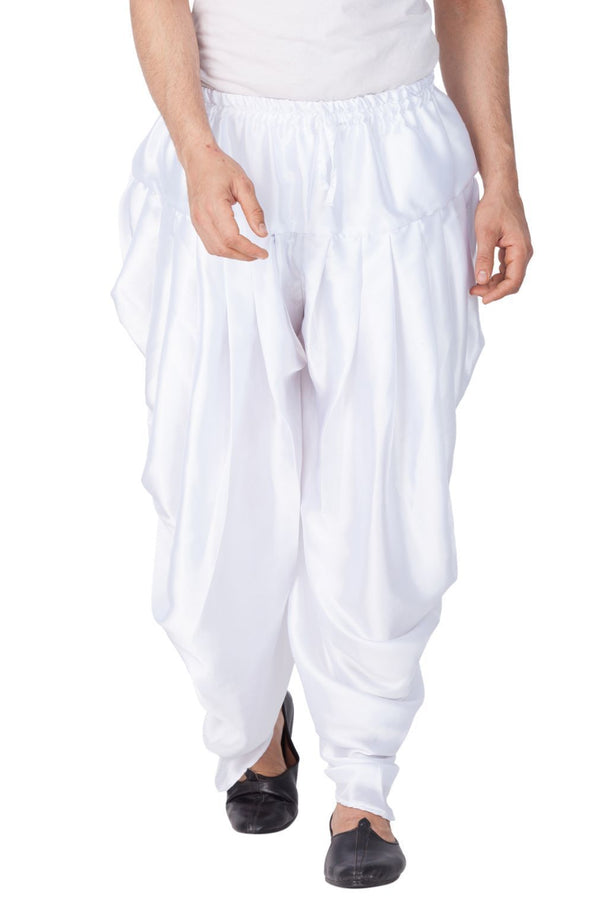 Men's White Satin Dhoti - Vastramay