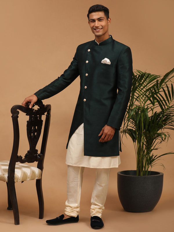 Jashvi Men's Green Indo Western Combo Set