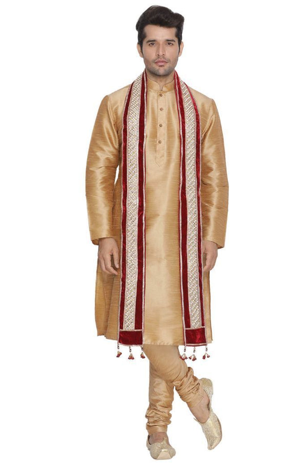 Men's Maroon Velvet Dupatta - Vastramay