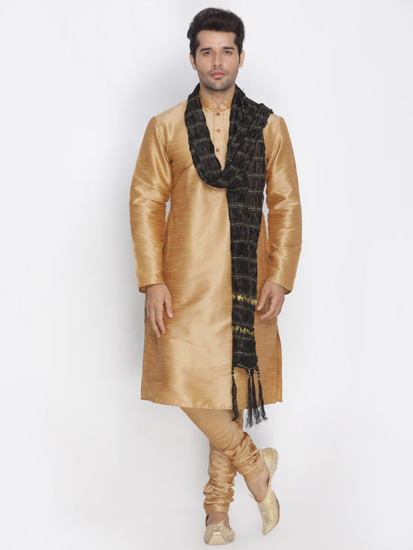 Men's Black Viscose Dupatta - Vastramay