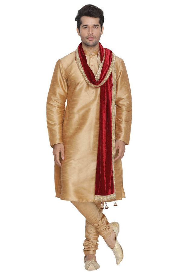 Men's Maroon Velvet Dupatta - Vastramay