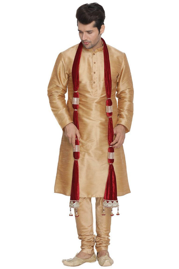 Men's Maroon Velvet Dupatta - Vastramay