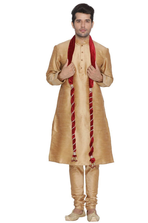 Men's Maroon Velvet Dupatta - Vastramay