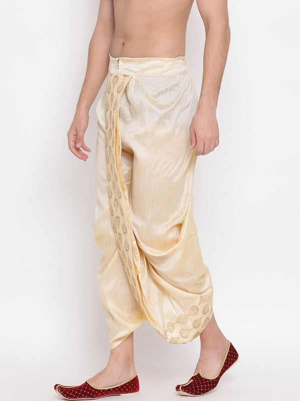 Men's Gold Embroidered Dhoti Pant - Vastramay