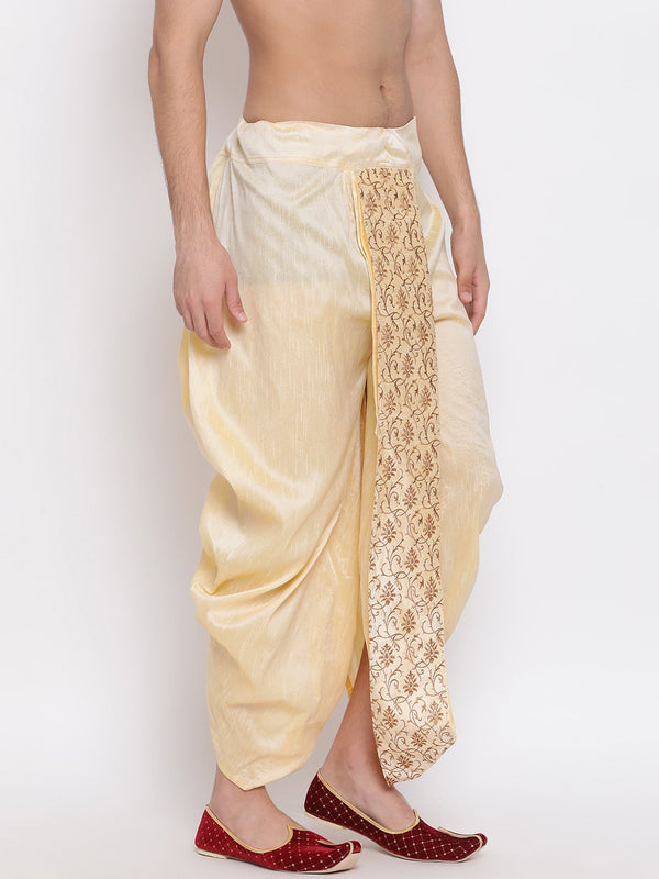 Men's Gold Embroidered Dhoti Pant - Vastramay