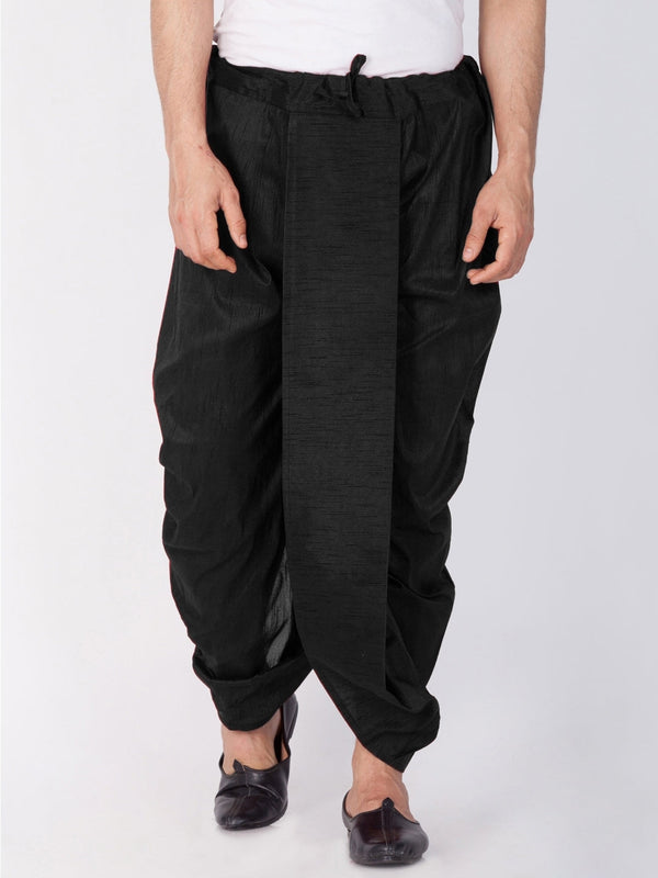 Jashvi Men's Black Cotton Silk Blend Dhoti