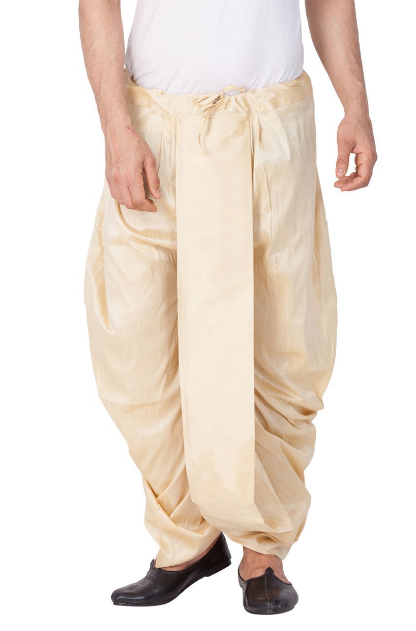 Men's Gold Cotton Silk Blend Dhoti