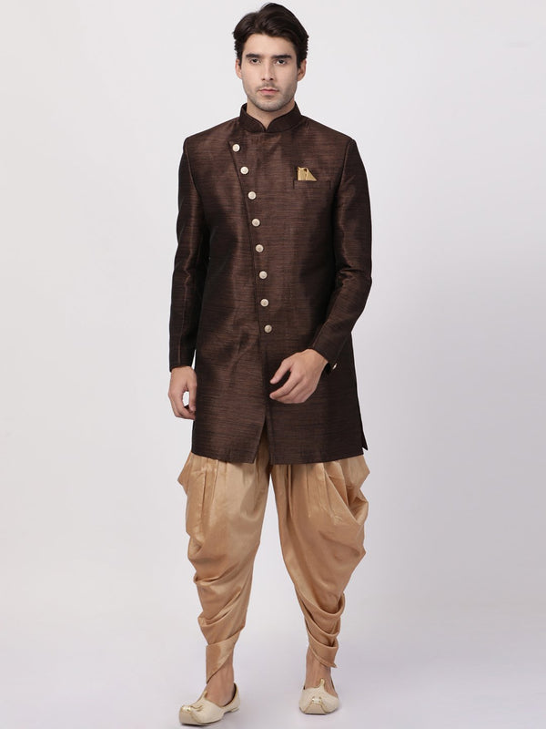 Men's Brown Silk Blend Sherwani Set