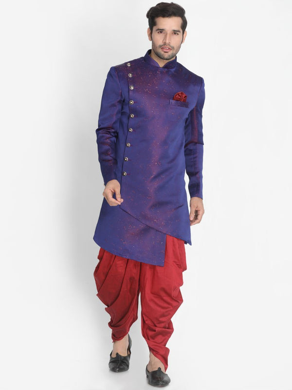 Jashvi Men's Blue Silk Blend Sherwani Set