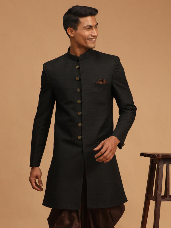 Jashvi Men's Black Sherwani Only Top