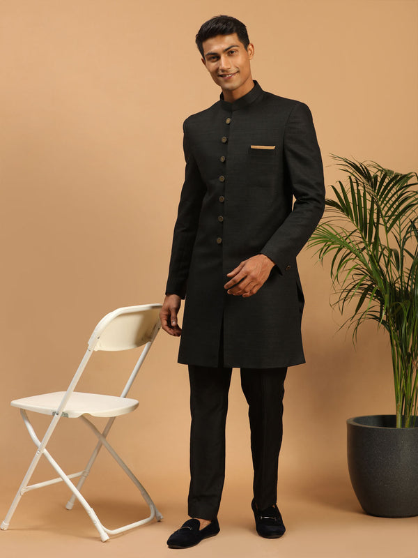 Jashvi Men's Black Sherwani Set