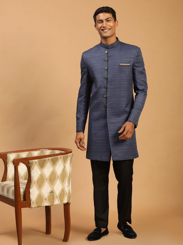 Jashvi Men's Navy Blue Sherwani Set