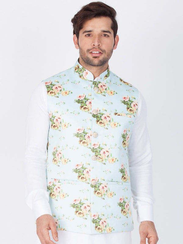 Men's Multicolor Cotton Blend Ethnic Jacket - Vastramay