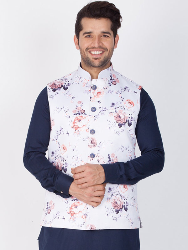 Men's Multicolor Cotton Silk Blend Ethnic Jacket - Vastramay