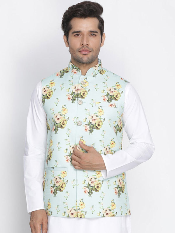 Men's Multicolor Cotton Blend Ethnic Jacket - Vastramay