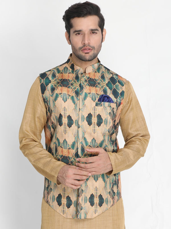 Men's Multicolor Silk Blend Ethnic Jacket - Vastramay