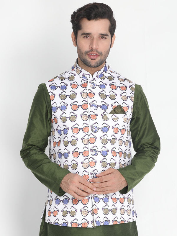 Men's Multicolor Silk Blend Ethnic Jacket - Vastramay