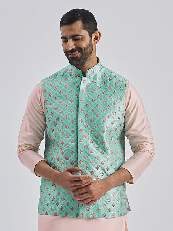 Jashvi Men's Mint Green - Nehru Jacket