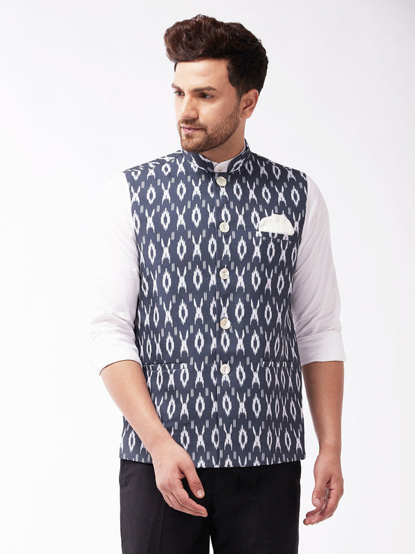 Jashvi Men's Black Cotton Nehru Jacket