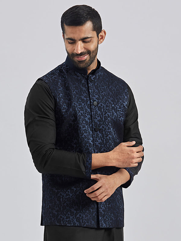 Jashvi Men's Navy Blue - Nehru Jacket