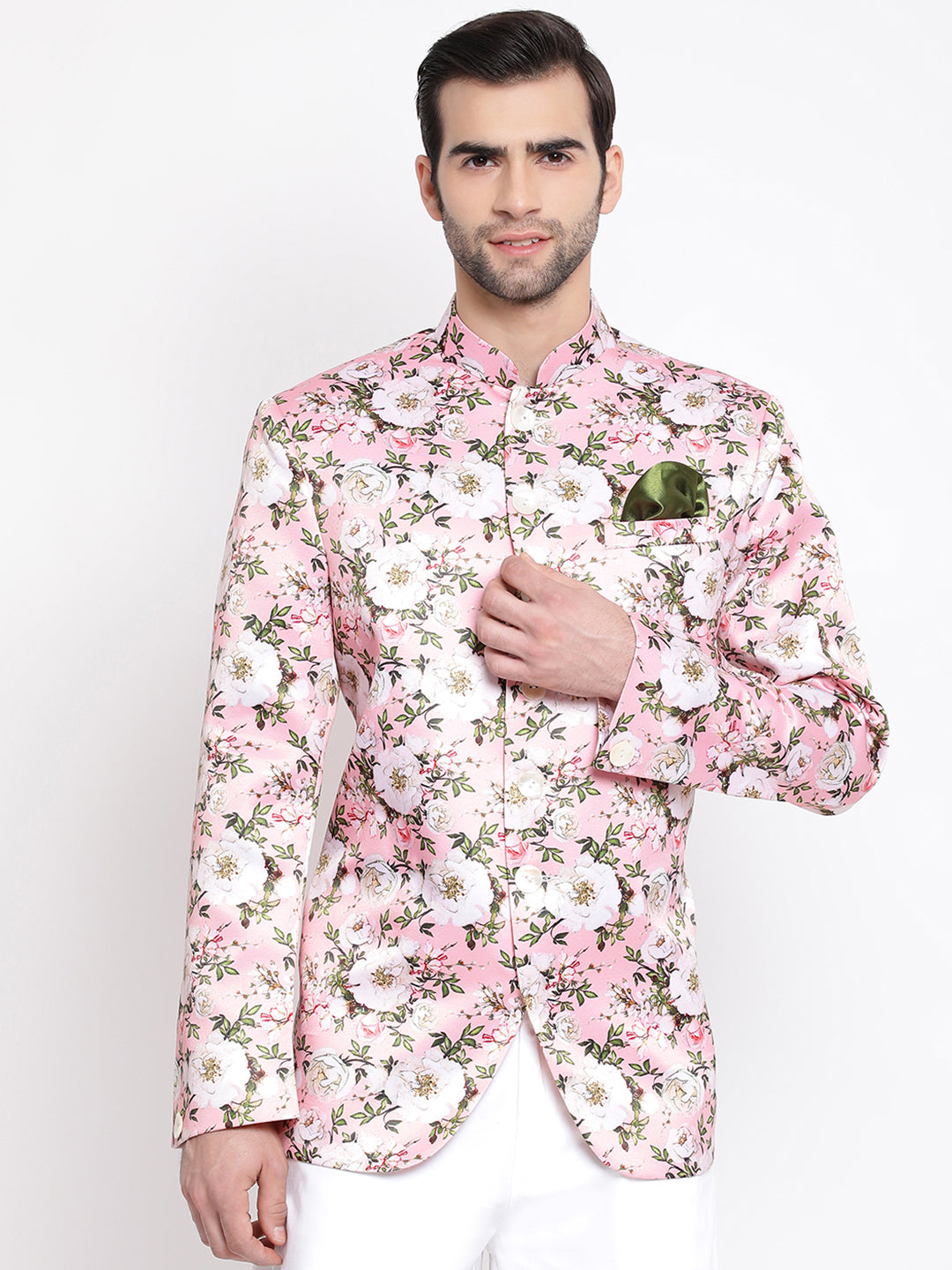 Men's Pink Silk Blend Jodhpuri - Vastramay