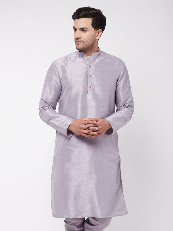 Jashvi Men's Lavender Silk Blend Kurta