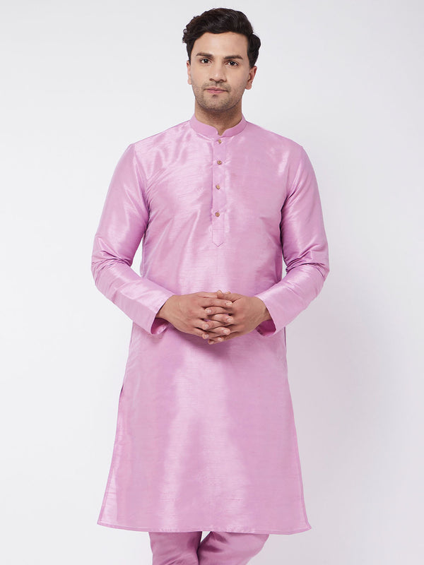 Jashvi Men's Onion Pink Silk Blend Kurta