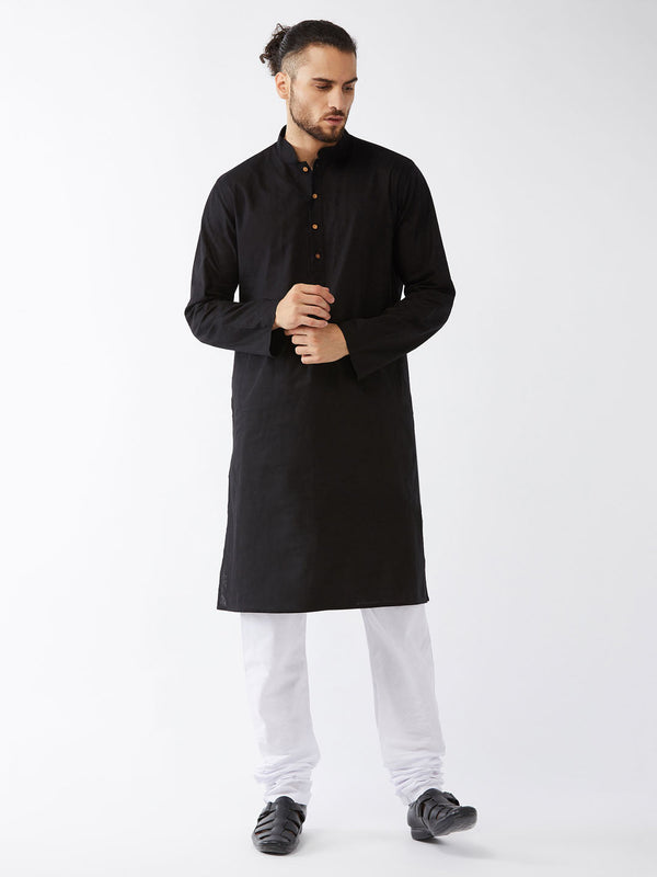 Jashvi Men's Black Cotton Kurta and Pyjama Set