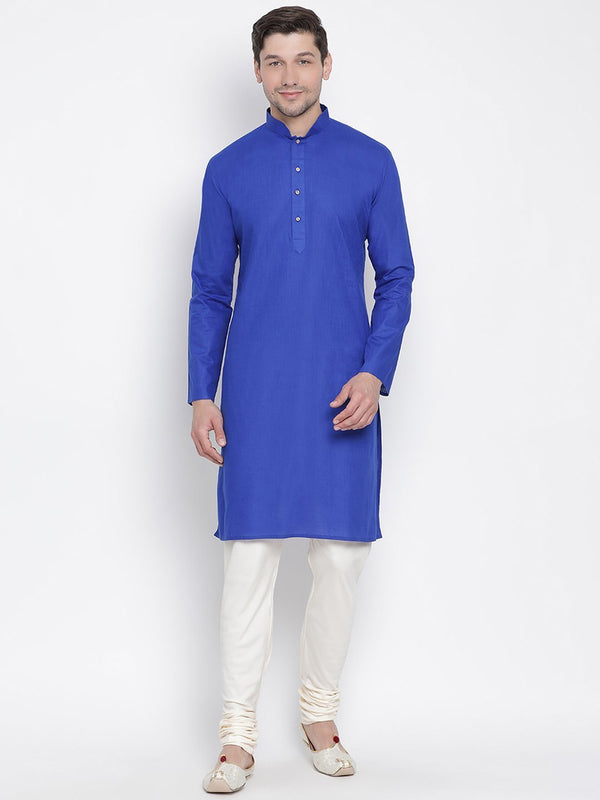 Men's Blue Cotton Kurta and Pyjama Set - Vastramay