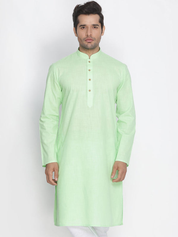 Men's Green Cotton Kurta - Vastramay