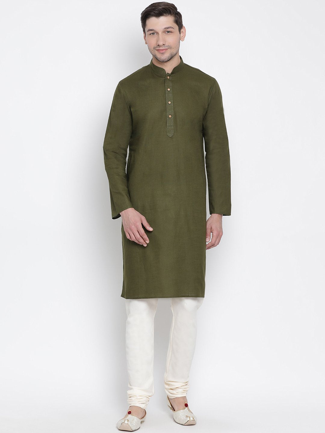 Men's Green Cotton Kurta and Pyjama Set