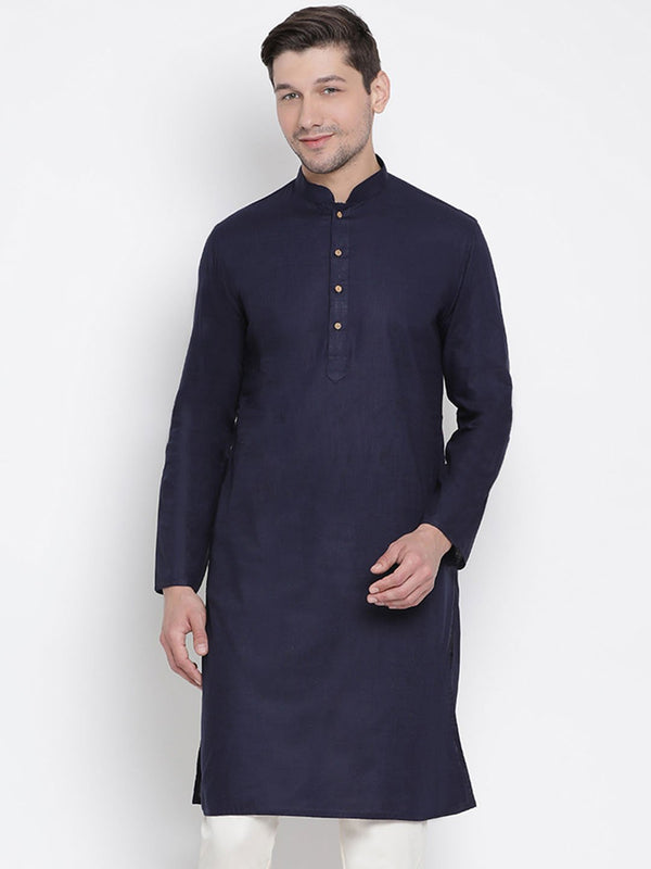 Men's Blue Cotton Kurta - Vastramay