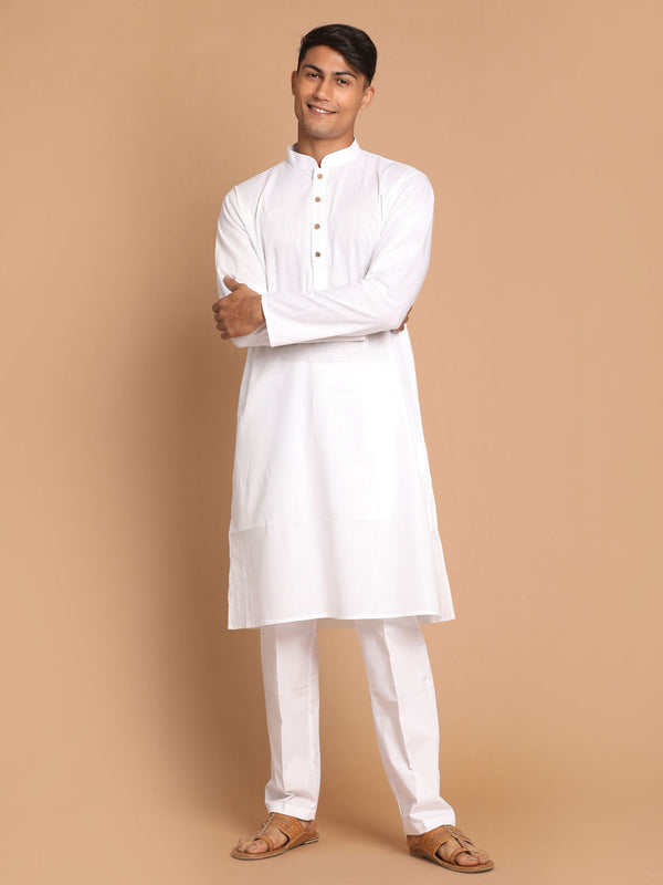 Jashvi Men's Cotton Kurta With Pant Style Pyjama Set