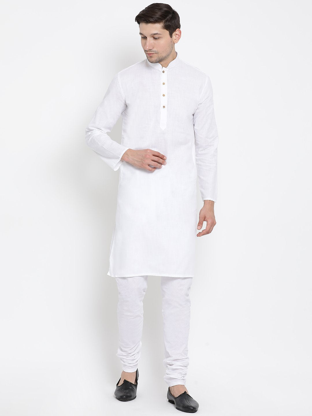 Men's White Cotton Kurta and Pyjama Set