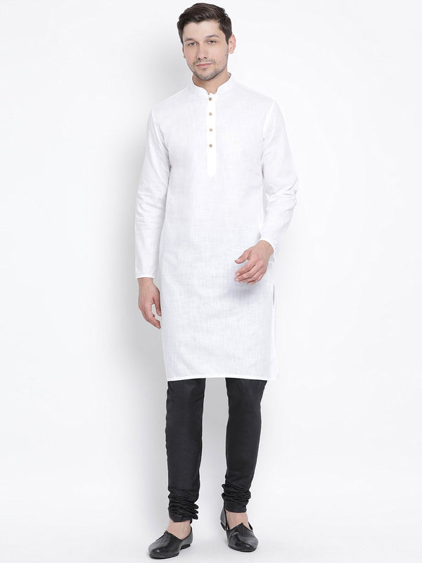 Men's White Cotton  Kurta and Pyjama Set - Vastramay