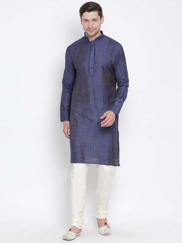 Men's Blue Cotton Kurta and Pyjama Set - Vastramay