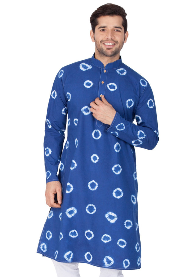 Men's Blue Cotton Kurta - Vastramay