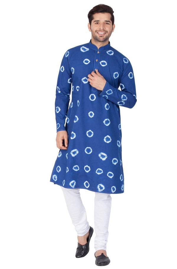 Jashvi Men's Blue Cotton Kurta and Pyjama Set