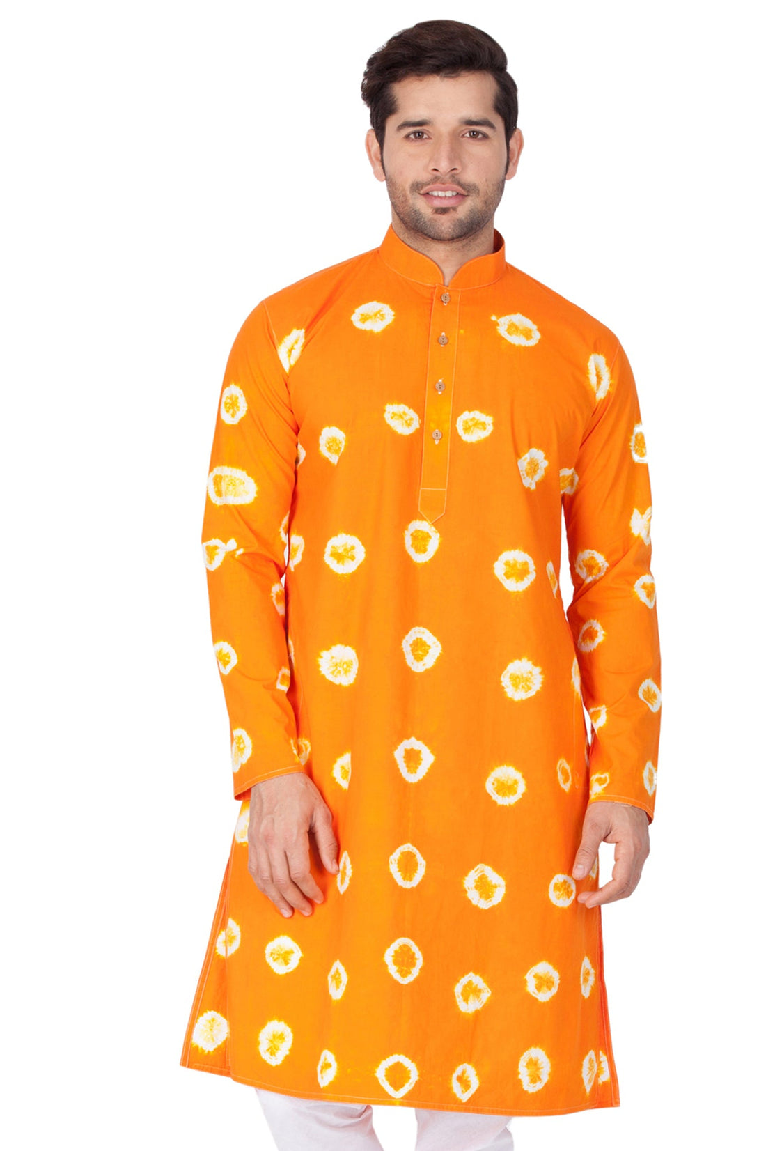 Men's Orange Cotton Kurta