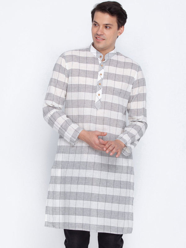 Men's White Cotton Kurta - Vastramay